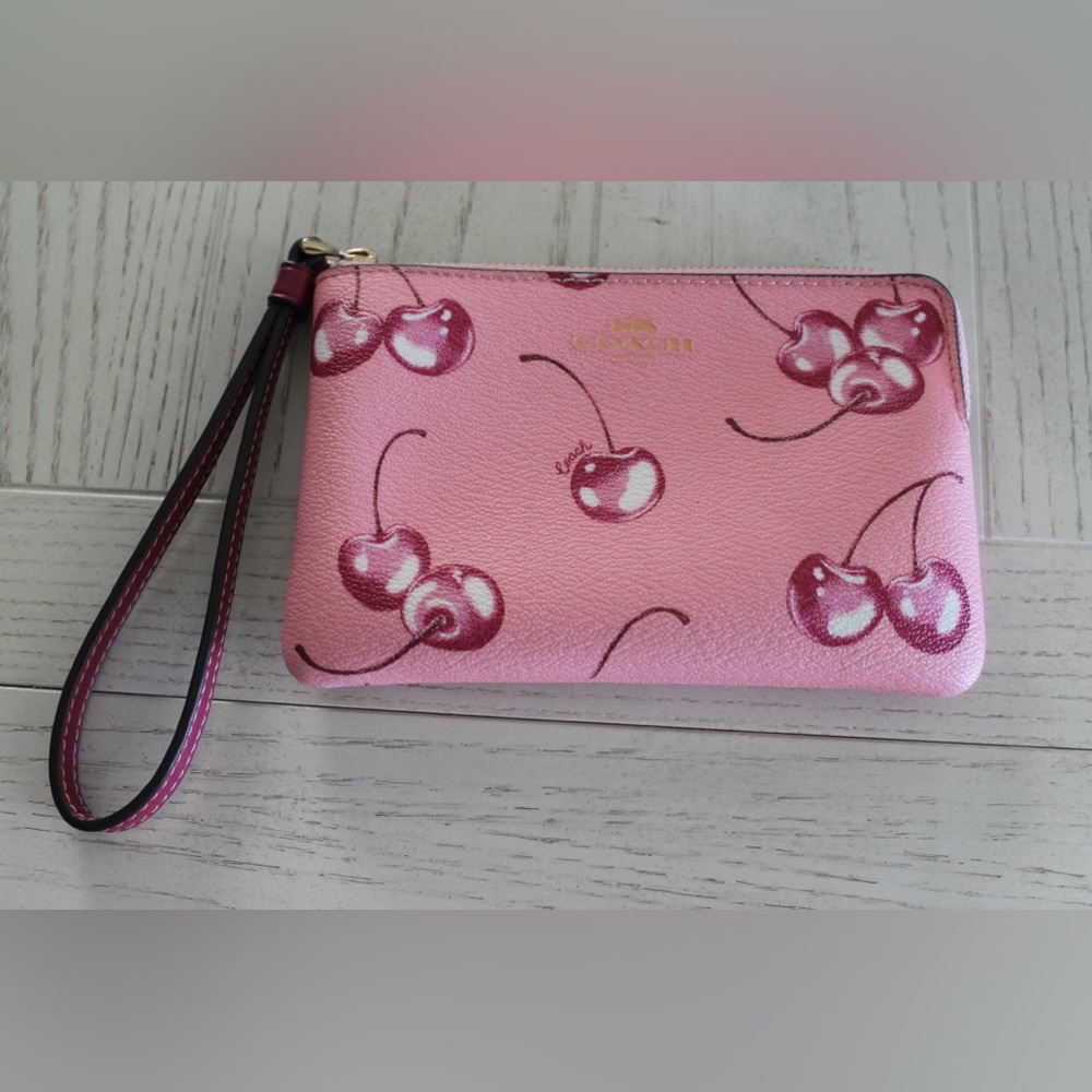 Coach Pink Cherry Pattern Wristlet - image 2
